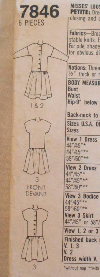 SIMPLICITY 7846 LOOSE FITTING DRESS SIZE 12-14-16 COMPLETE-CUT TO 12