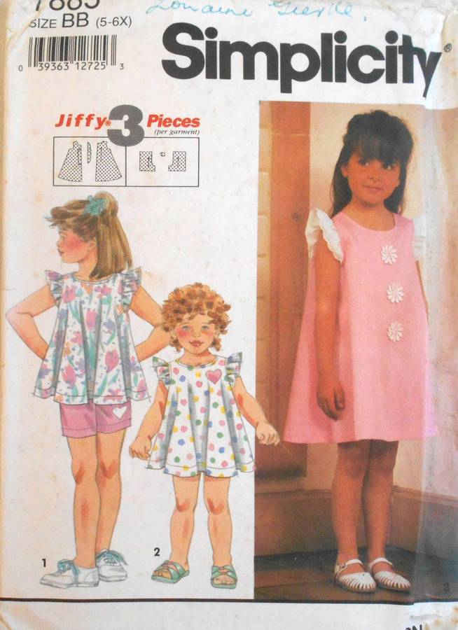 SIMPLICITY 7885 GIRLS SHORTS-DRESS-TOP SIZE 5-6X YEARS COMPLETE-CUT TO 6X YEARS