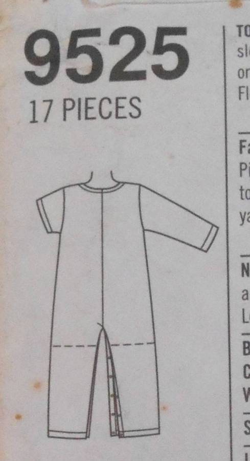 SIMPLICITY 9525 TODDLERS JUMPSUIT & BIB SIZE 6 mth 1- 2 YEARS COMPLETE-CUT TO 2 YEARS
