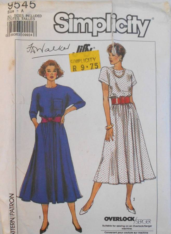 SIMPLICITY 9545 KNIT PULLOVER DRESS SIZES PT-S-M-L-XL 6-24 COMPLETE-CUT TO 24