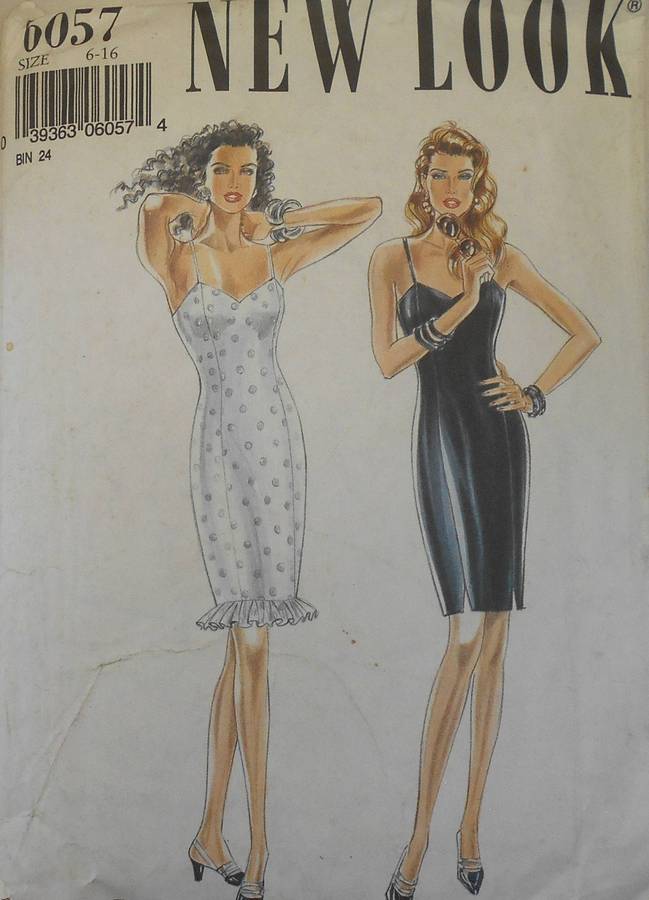 NEW LOOK PATTERNS 6057 TAILORED SHOESTRAP DRESS SIZE 6-16 COMPLETE CUT TO 16