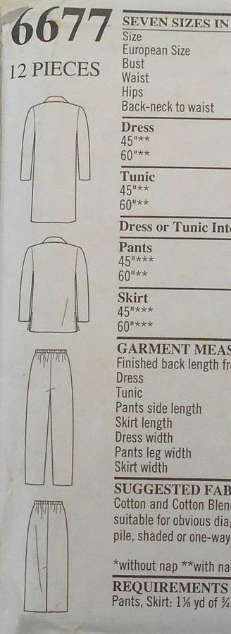 NEW LOOK PATTERNS 6677 LONG/SHORT PULLOVER TOP/DRESS-SKIRT-PANTS SIZE 10-22 COMPLETE UNCUT F/FOLDED