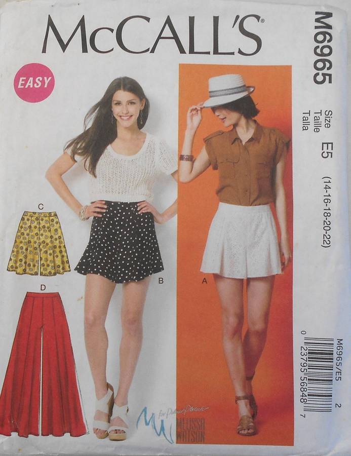 McCALLS M6965 SHORTS & PANTS SIZE 14-16-18-20-22 COMPLETE-CUT TO 22