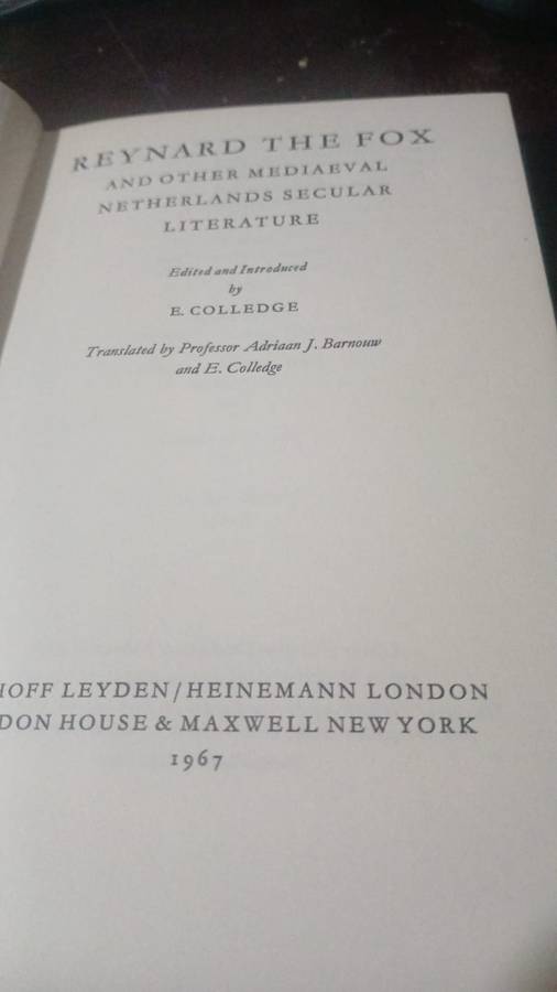 Reynard the Fox and Other Mediaeval Netherlands Secular Literature