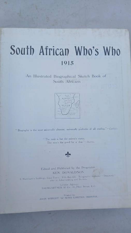 South African Whos Who - 1915