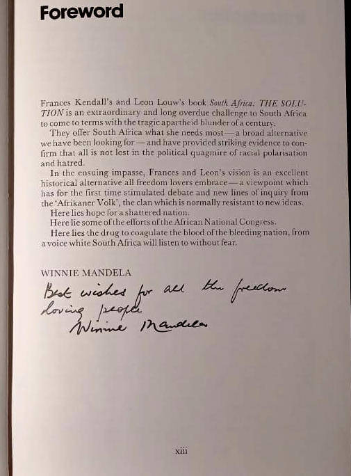 South Africa, The Solution - SIGNED BY WINNIE MANDELA