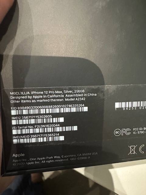 iphone 12 Pro Max 256 gig silver