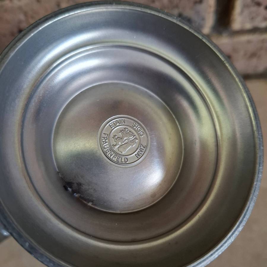 Swiss Solid Pewter flask with Flip Top Lid