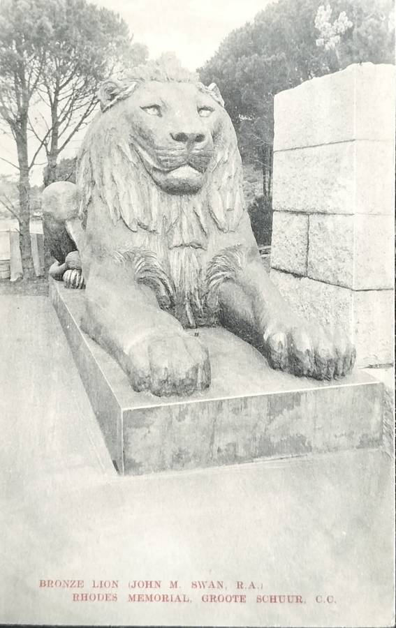 Vintage Post Card - Bronze lion - Groote Schuur
