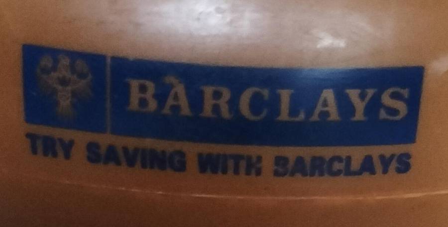 Vintage Barclays Bank plastic piggy bank / savings box / savings bank