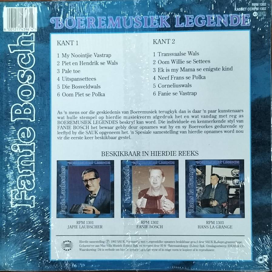 Boere musiek plaat - Vinyl / LP / Record - Boeremusiek legende - Fanie Bosch