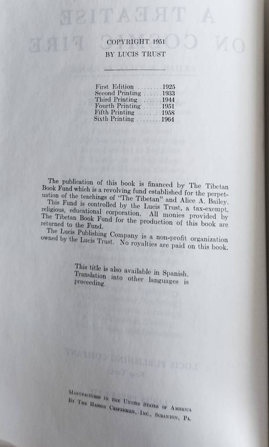 The Treatise on Cosmic fire (Bailey, 1964) - Tibetan spirituality