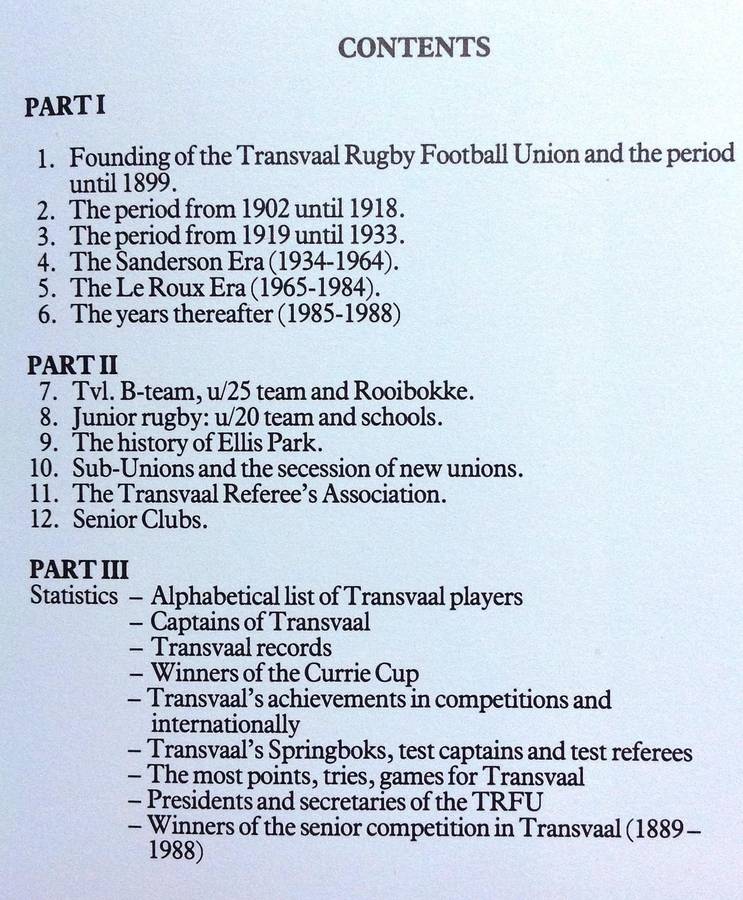 Transvaal Rugby Football Union - 100 Years - Hardcover