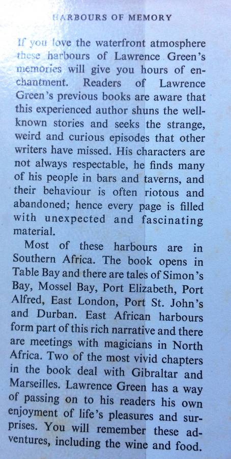 Harbours of Memory - Lawrence G Green - Hardcover - Book signed by Lawrence G Green