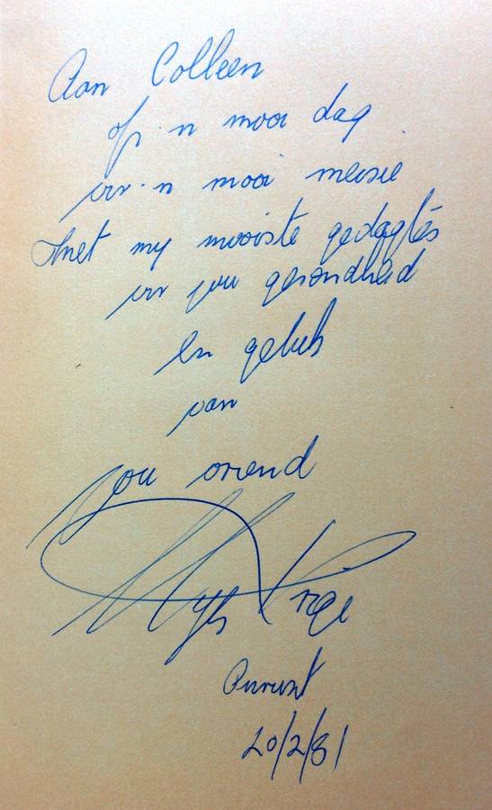 Pioniers van die Wolke - Antoine de Saint-Exupery - Geteken deur Uys Krige, 20 Feb 1981, Onrus