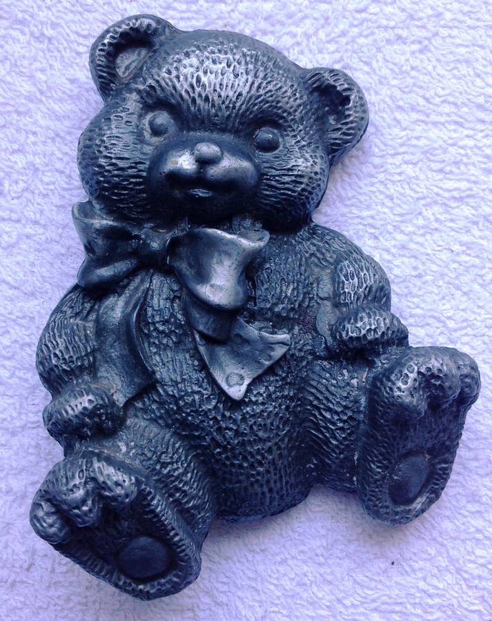 Pewter Teddy Bear on suspension bracket