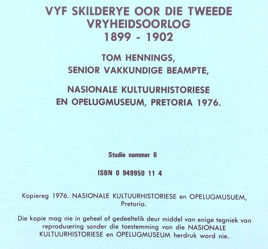 Vyf Skilderye oor die Tweede Vryheidsoorlog 1899 - 1902 - Tom Hennings - Hardeband
