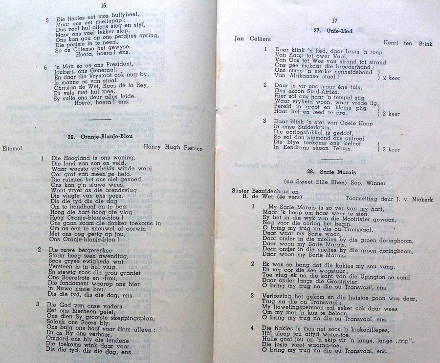 FAK Volksangbundel vir Suid-Afrika (Woorde Alleen)