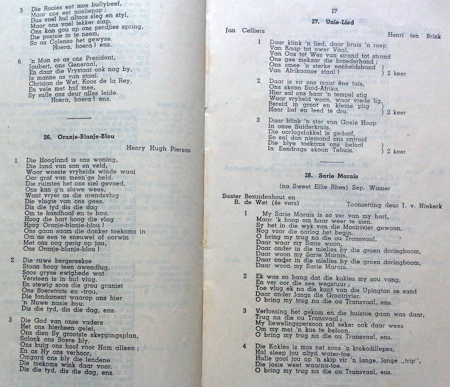 FAK Volksangbundel vir Suid-Afrika (Woorde Alleen)