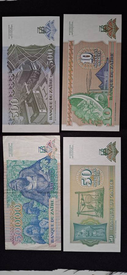 BANQUE DU ZAIRE SET OF 4 NOTES  UNCIRCULATED SCARCE