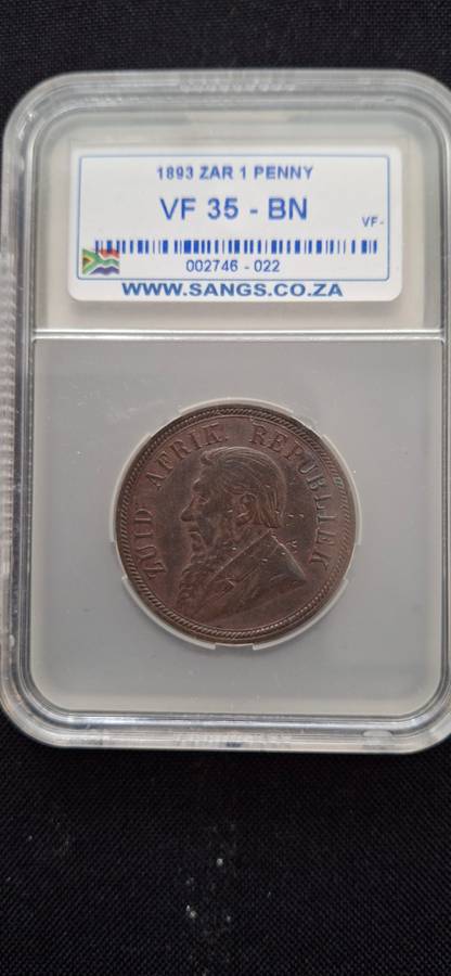 PAUL KRUGER 1893 ZAR Penny SANGS VF 35-BN