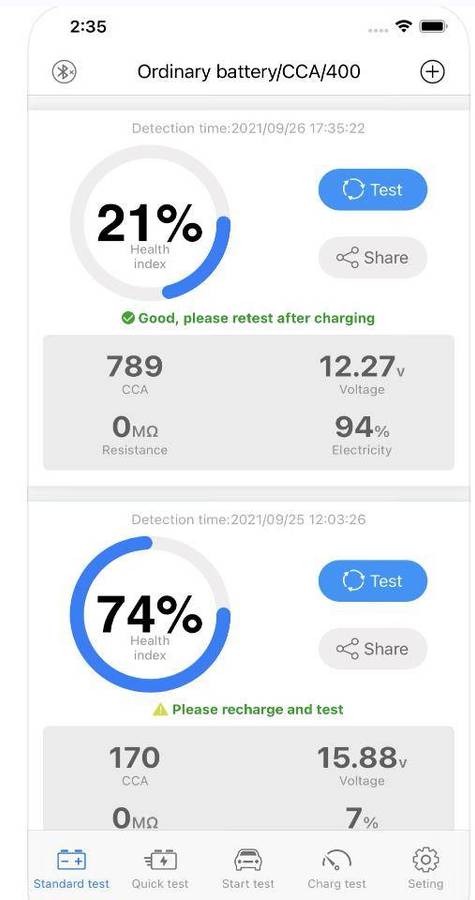 BK100 6V 12V Bluetooth Battery Analyser/Tester