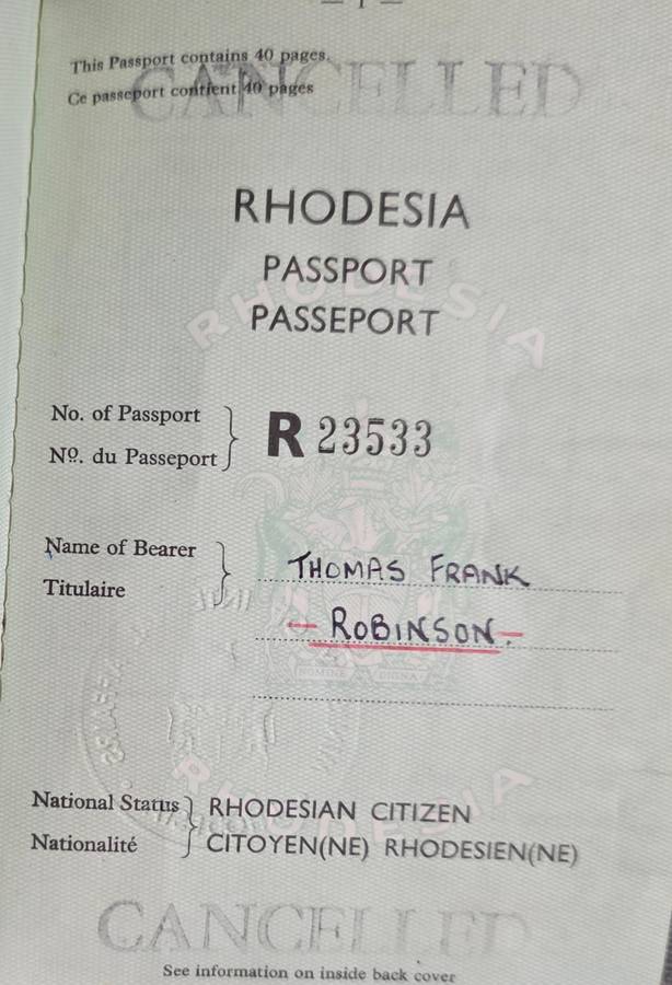 Rhodesian Issued Civilian Passport