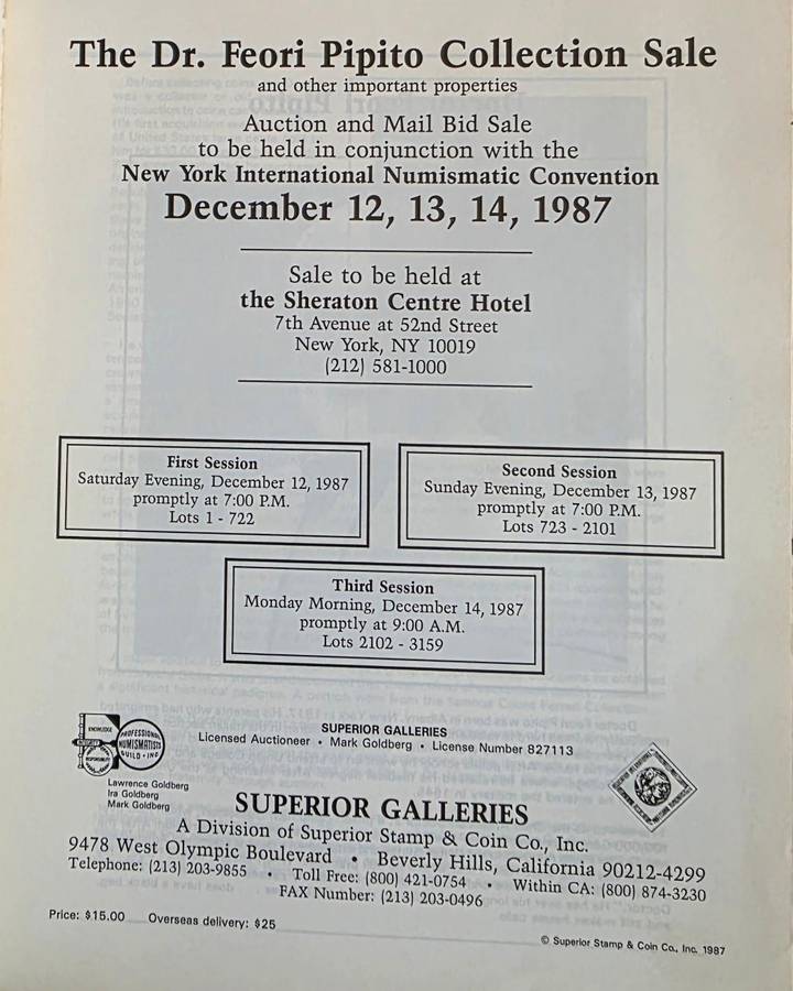USA COIN AUCTION CATALOGUE 1987
