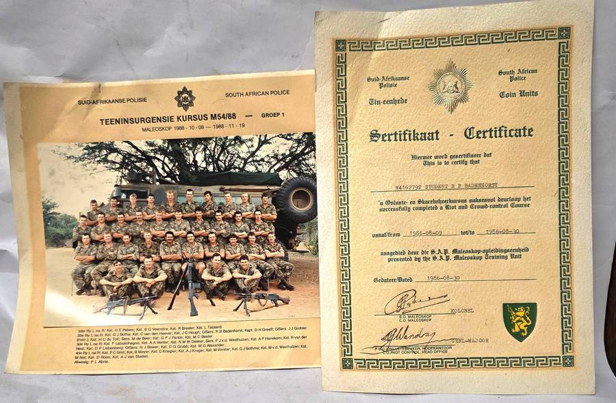 SAP TASK FORCE RIOT COURSE CERTIFICATE & GROUP PHOTO