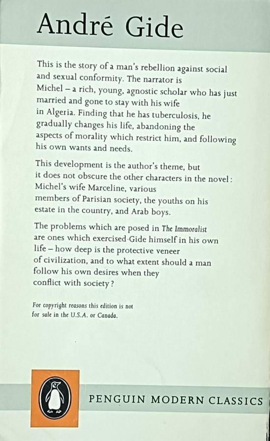 The Immoralist - Andre Gide - Softcover - 159 pages