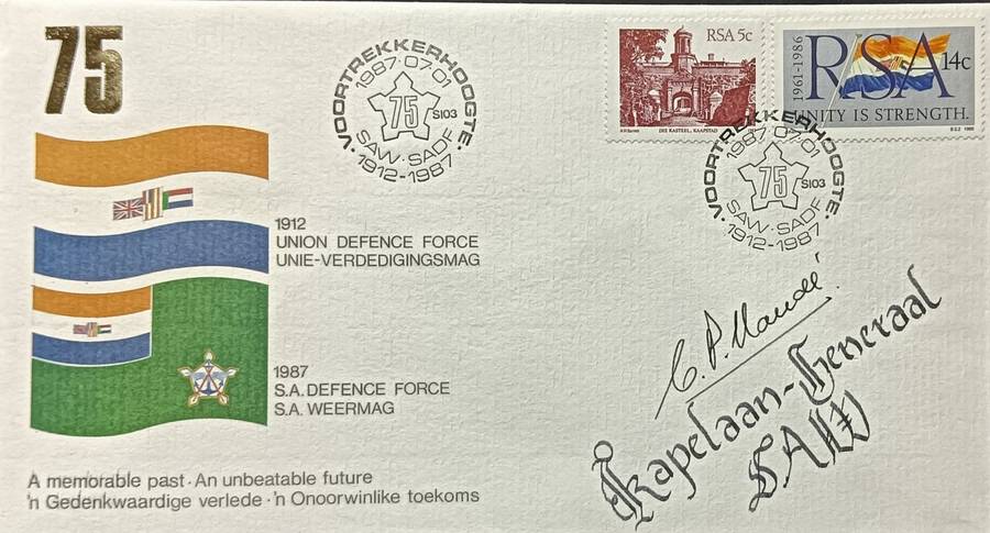 RSA 1987 SA Defense Force Cover Signed Chaplain Gerneral