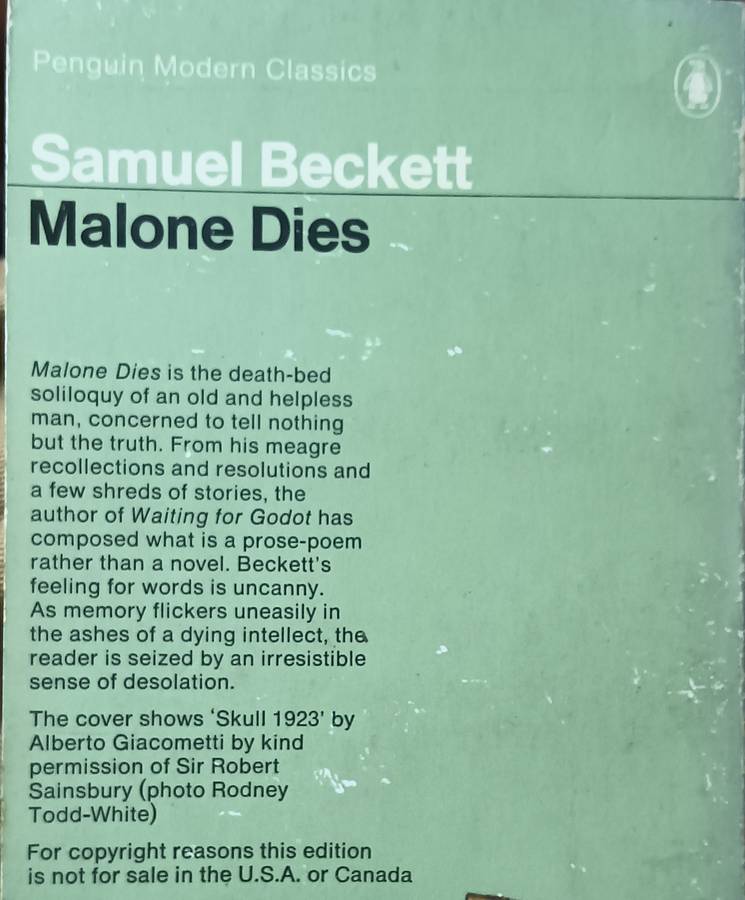Malone Dies - Samuel Beckett - Softcover - 144 pages
