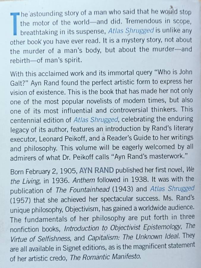Atlas Shrugged - Ayn Rand - Softcover - 1077 pages