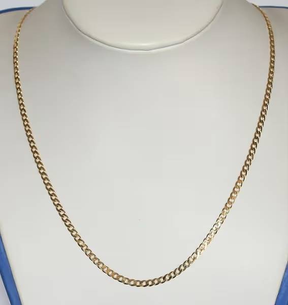 9k / 9ct gold oval curb CHAIN: 3mm wide, 55cm