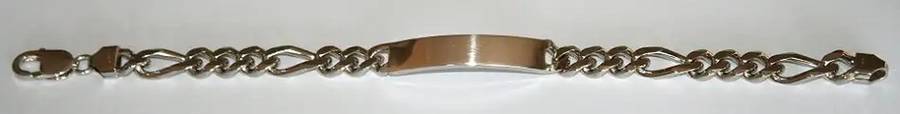 ID Bracelet: 3+1 Figaro, 9.3mm wide, 23cm, sterling silver. Ready for you. Last one!