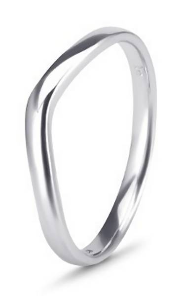9k / 9ct white gold curved BAND: 2mm wide, size N