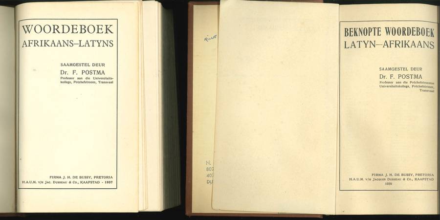 WOORDEBOEKE Afrikaans - Latyn **1st Editions**