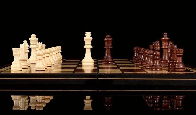 3 in 1 Wood Chess Board with Wood Game Pieces