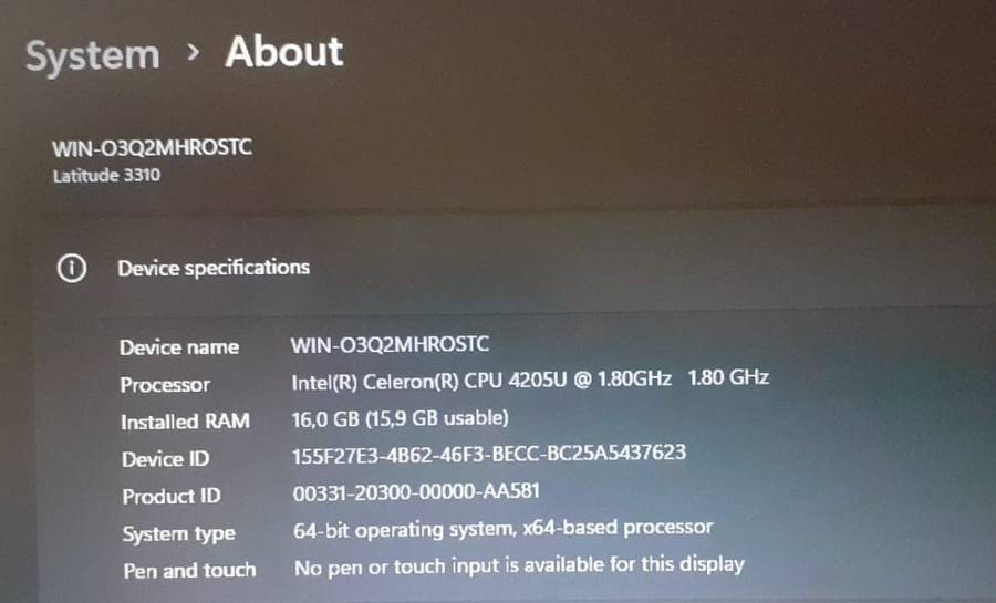 DELL Latitute 3310 Intel Core i3 Laptop 16GB RAM DDR4 256GB SSD NVMe 64 Bit Windows 11 Pro