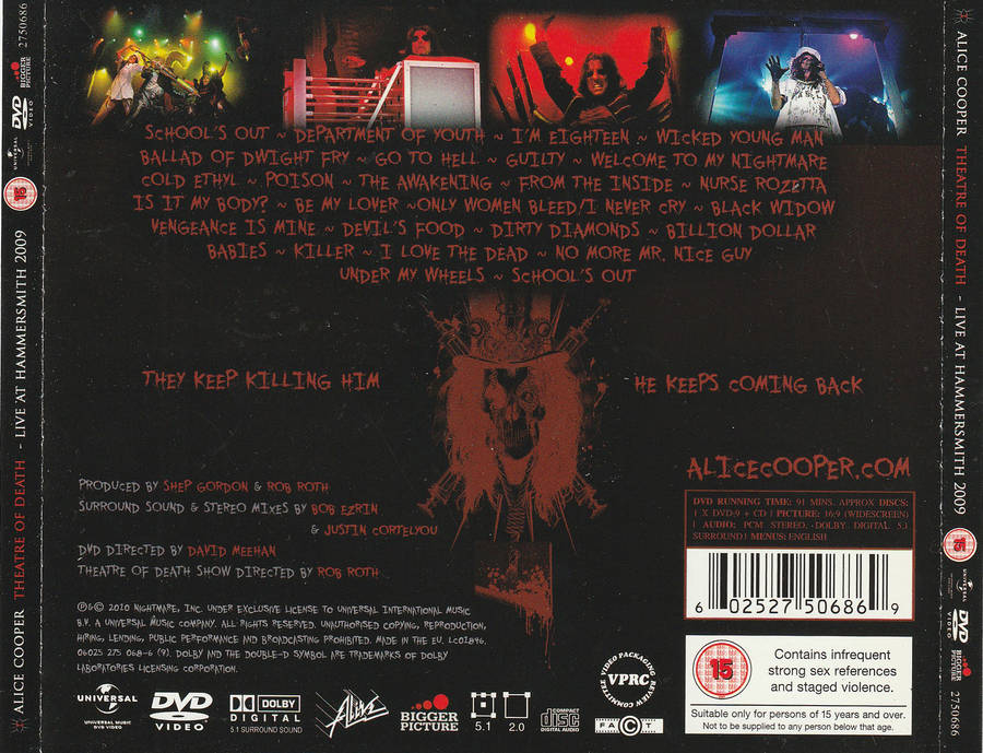 Alice Cooper  Theatre of Death - Live At Hammersmith 2009 Double CD Import