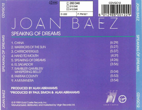 Joan Baez - Speaking of Dreams CD Import