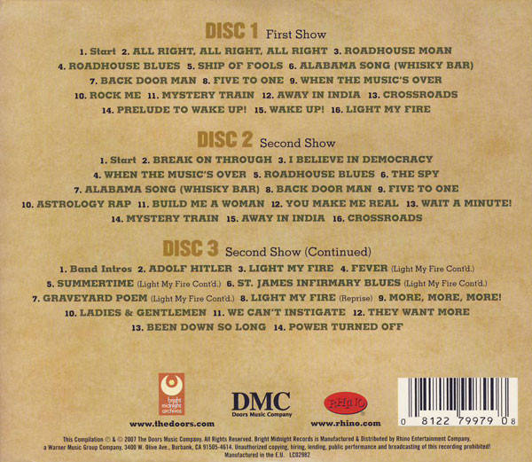 Doors - Live In Boston 1970 Triple CD Import Digipak