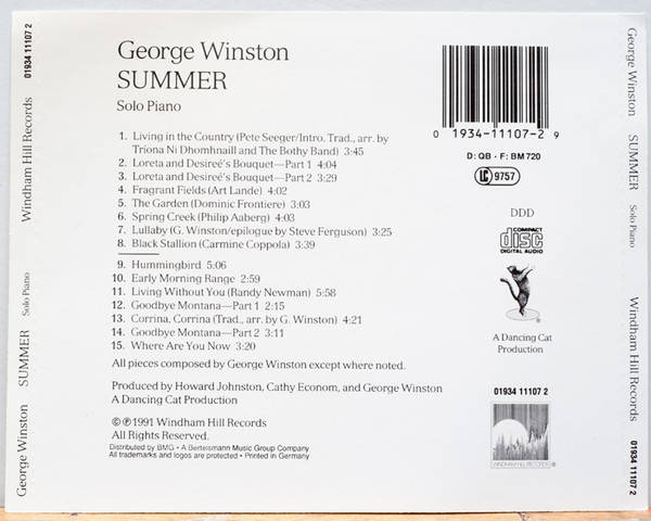 George Winston - Summer - Solo Piano CD Import