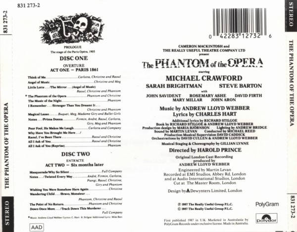 Andrew Lloyd Webber - Phantom of the Opera Double CD Import