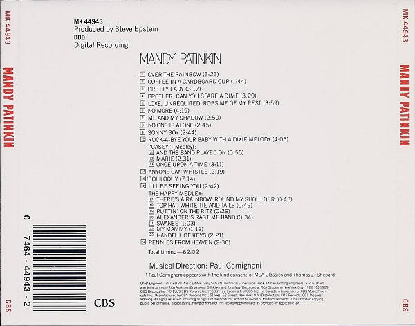 Mandy Patinkin - Mandy Patinkin CD Import