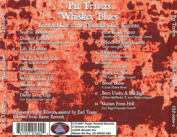 Pat Travers - Whiskey Blues CD Import