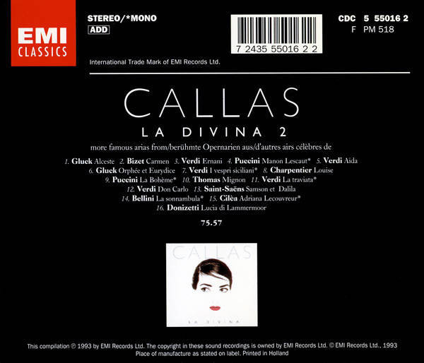 Maria Callas - La Divina 2 CD Import Sealed