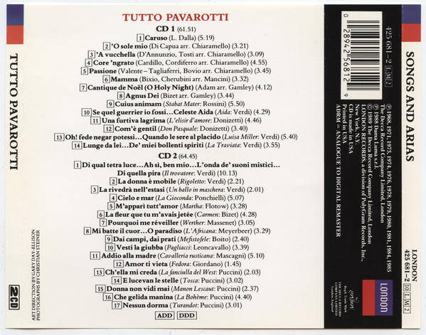Luciano Pavarotti - Tutto Pavarotti Double CD Import