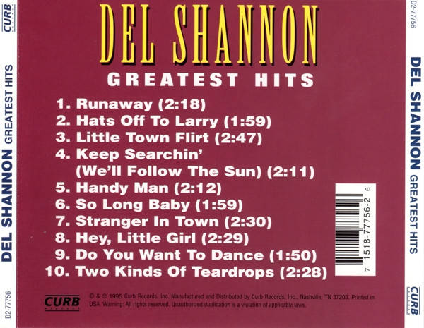 Del Shannon - Greatest Hits CD Import