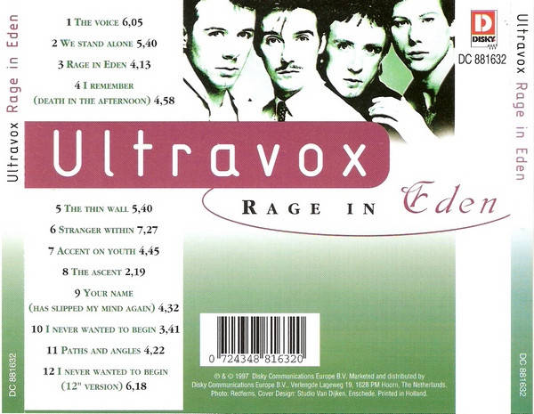 Ultravox - Rage In Eden CD Import